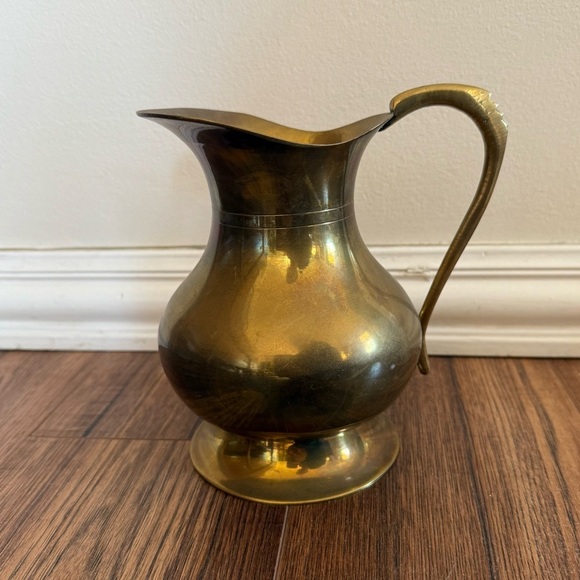 Other - Vintage Solid Brass Pitcher Gold 7.5”